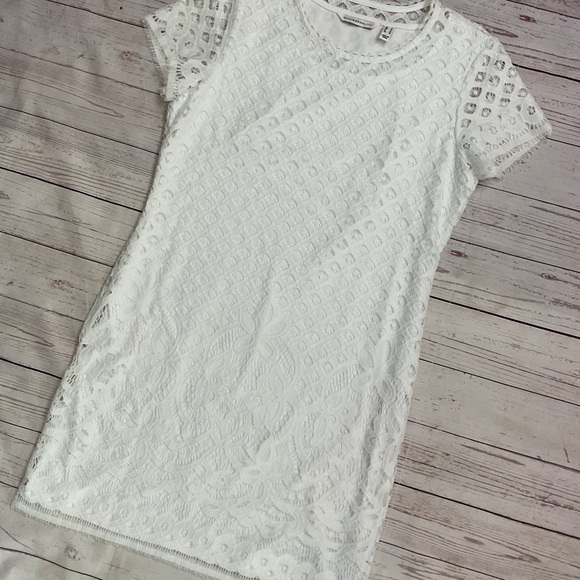Isaac Mizrahi Small Short Cap Sleeve White‎ Lace Mini Dress Summer Sundress - Picture 1 of 10